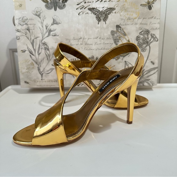 Nine West Golden Itzel dress mirrored sandals size 8 No Box - Picture 10 of 15